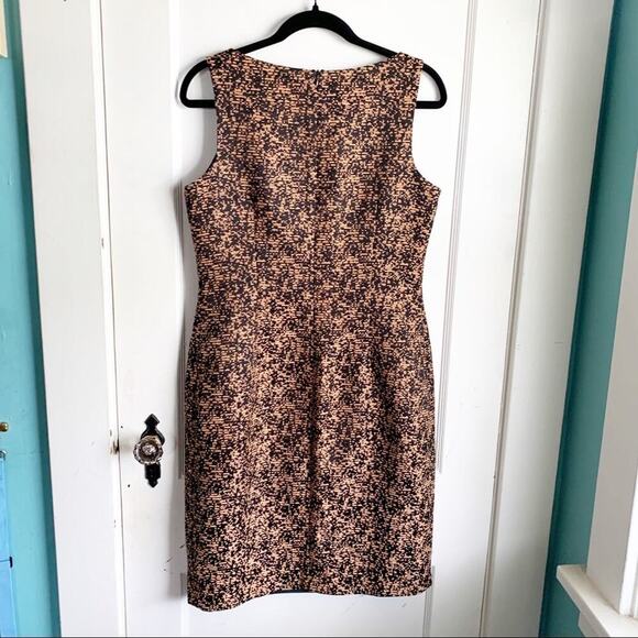 David Meister Pencil Style Dress Asymmetrical Neckline Unique Bronze Stitching 8 - Picture 8 of 12